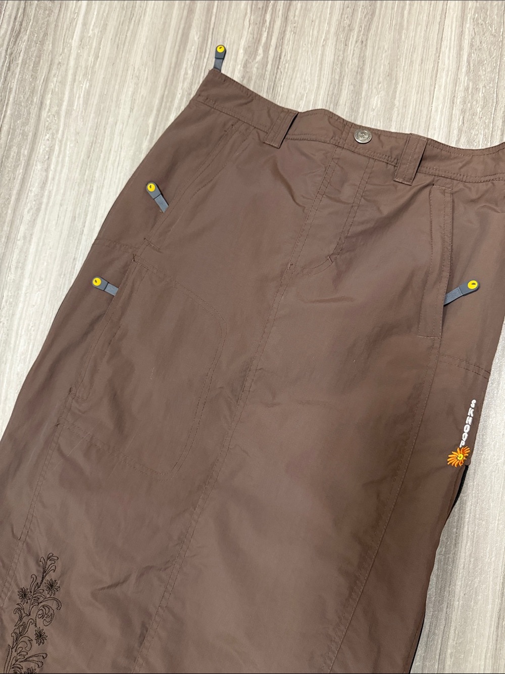 *SKHOOP* Insulated Outdoor Long Skirt Brown Pockets Zippered EUC